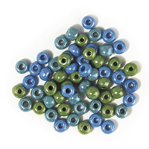 Rayher 1441400 Glas-GroÃŸlochradl,opak, grün, blau Töne, ø 5,4 mm, Dose von Rayher