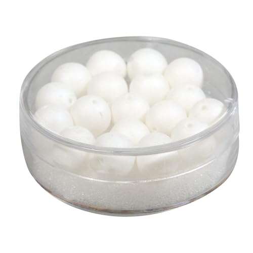 Rayher 14692102 "Silk-Bead" Glas Perle, 8 mm ø, Dose 18 Stück, weiß von Rayher