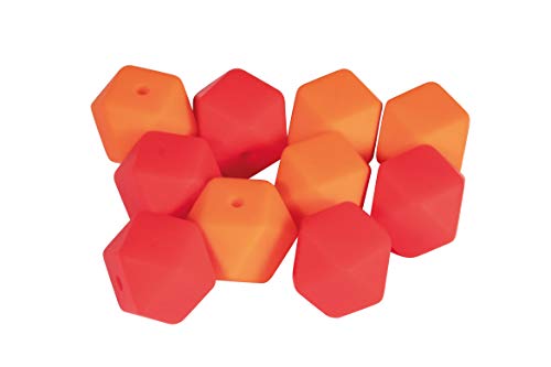 Rayher 14867287 Silikonperlen Hexagon, Rot-Töne, 14 mm ø, Beutel 10 Stück, für verschiedene Accessoires von Rayher
