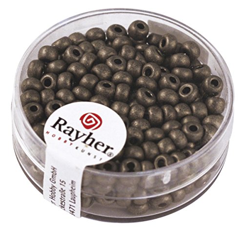 Rayher 17g Metallic-Rocailles, matt, Farbe: 572-anthrazit, ø 4mm von Rayher