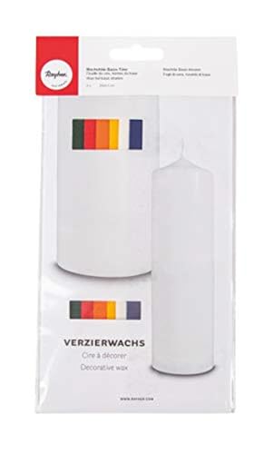 RAYHER HOBBY Rayher 3102200 Verzierwachs Basis-Töne, Set 6 Verzierwachsplatten, Farben sortiert, je 20 x 6,5 cm, Wachs zum Kerzen verzieren, Kerzenwachs, Wachsfolie von Rayher