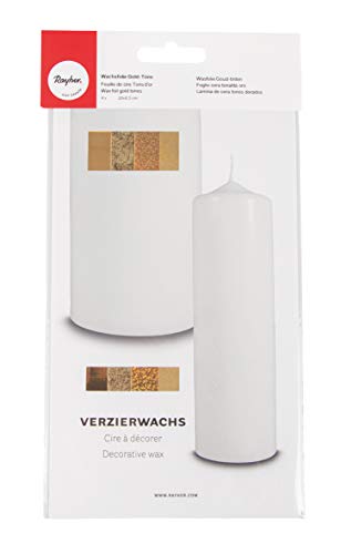 Rayher 31437000 Verzierwachs, Gold-Töne, Set 4 Verzierwachsplatten, je 20 x 6,5 cm, Wachs zum Kerzen verzieren, Kerzenwachs, Wachsfolie von Rayher