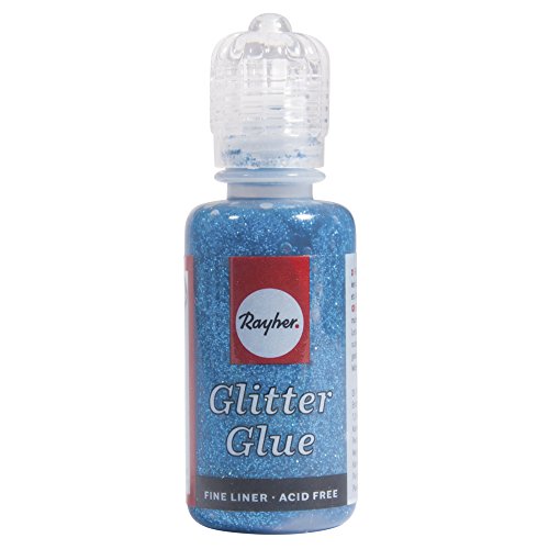 Rayher 33840374 Glitter-Glue metallic, Flasche 20 ml, azurblau von Rayher