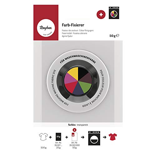 Rayher 35022000 Farb-Fixierer für Waschmaschinenfarbe, Btl. 50 g, Farbfixierer, Textilfärbefarbe, Reaktionsmittel, Durchsichtig von Rayher