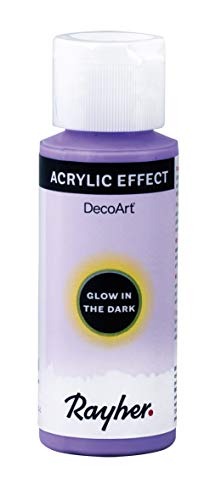 Rayher 35041308 Glow in the dark, flieder, Nachtleuchtfarbe, Flasche 59 ml, für leuchtende Kunst- und DIY-Projekte, strahlt tagsüber intensiv und leuchtet in der Nacht nach, Nightglow Effekt von Rayher