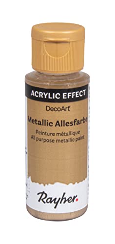 Rayher 38001617 Metallicfarbe, kaschmirgold, Flasche 59 ml, Acrylfarbe gold, 3.4 x 3.4 x 10 cm von Rayher