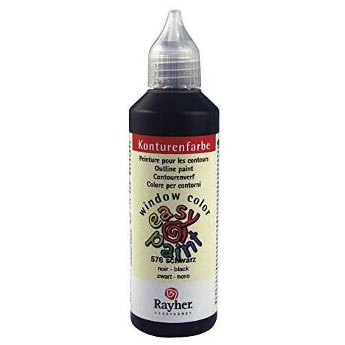 Rayher 38710576 Konturenfarbe easy paint , Flasche 80 ml, schwarz von Rayher