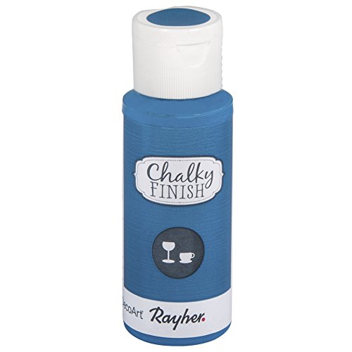 Rayher 38866374 Chalky Finish for glass, Flasche 59ml, azurblau von Rayher