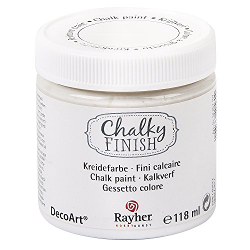 Rayher 38867102 Chalky Finish auf Wasser-Basis, Kreide-Farbe für Shabby-Chic-, Vintage- und Landhaus-Stil-Looks, 118 ml (1er Pack), weiß von Rayher