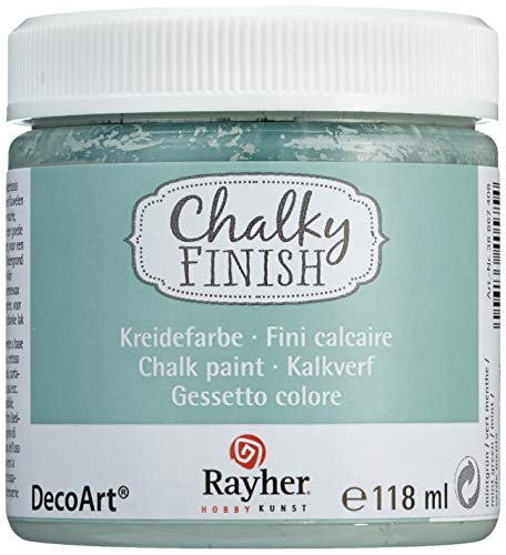 Rayher 38867408 Chalky Finish auf Wasser-Basis, Kreide-Farbe für Shabby-Chic-, Vintage- und Landhaus-Stil-Looks, 118 ml (1er Pack), mintgrün von Rayher