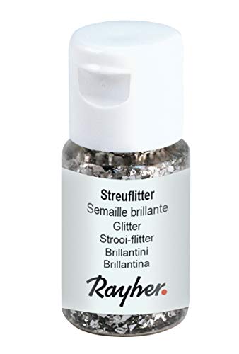 Rayher 3925722 Streuflitter, Fläschchen, 10 ml, PET, silber von Rayher