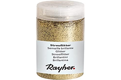 Rayher 3925806 Streuflitter, Dose mit Streudeckel, 110 g, Glitzer ideal zum Basteln, zum Dekorieren von Papier, Karton, Holz, Styropor, Keramik, Stein, gold von Rayher