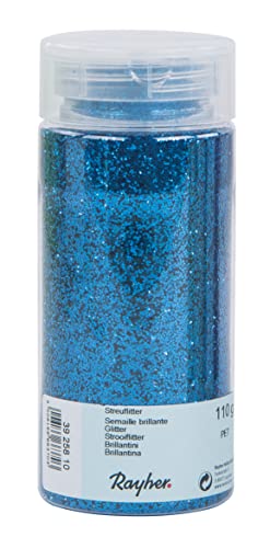 Rayher 3925810 Streuflitter, Dose mit Streudeckel, 110 g, Glitzer ideal zum Basteln, zum Dekorieren von Papier, Karton, Holz, Styropor, Keramik, Stein, dunkelblau von Rayher