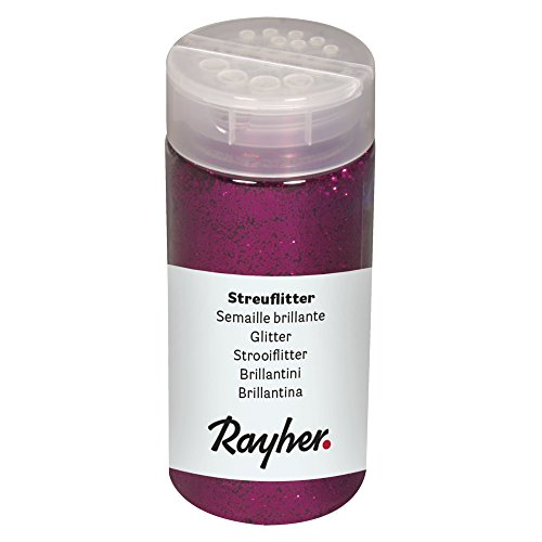 Rayher 3925833 Streuflitter, Dose mit Streudeckel, 110 g, Glitzer ideal zum Basteln, zum Dekorieren von Papier, Karton, Holz, Styropor, Keramik, Stein, pink von Rayher