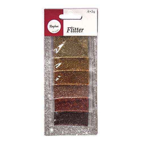 Rayher 39408000 Flitter SB-Mischung, 6 Farben á 2 g, SB-Btl 12 g, gold/kupfer von Rayher