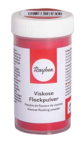 Rayher 39584286 Viskose Flockpulver, mit Streueinsatz, zum Einstreuen in Kleber, zaubert weiche Oberflächen in Samt-Optik, kirschrot, 75ml von Rayher