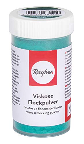 Rayher 39584410 Viskose Flockpulver, mit Streueinsatz, zum Einstreuen in Kleber, zaubert weiche Oberflächen in Samt-Optik, meergrün, 75ml von Rayher