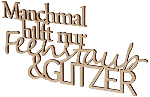Rayher "Feenstaub & Glitzer", Holzschrift, Natur, 24x12.2cm, FSC 100%, 46425505 von Rayher