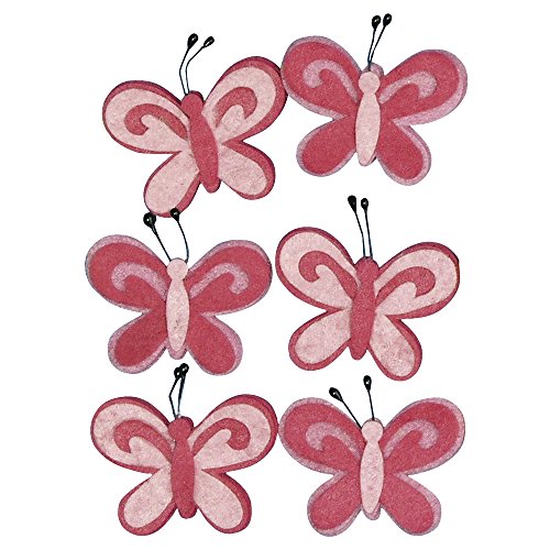 Rayher 5308333 Filz-Schmetterling, 5cm, SB-Btl 6Stück, pink von Rayher