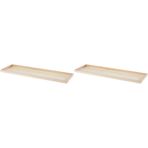 Rayher 62689000 Holz-Tablett zum Dekorieren, 45 x 13,5 cm, Randhöhe 2,3 cm, Bodenstärke ca. 2-3 mm, Holzschale rechteckig (Packung mit 2) von Rayher