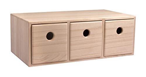 Rayher 62909505 Holzkommode mit 3 Schubladen, FSC 100%, natur, 32x18x11.5 cm von Rayher