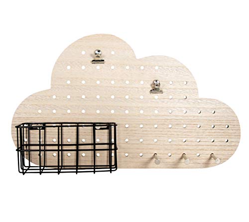 Rayher 63061000 Pin & Peg Komplett-Set Wolke, 40 x 23,5 cm, inklusiv Zubehör, Ordnungssystem, Lochwand, Lochplatte, Ordnungswand mit Drahtkorb, Aufhängern, Clips von Rayher