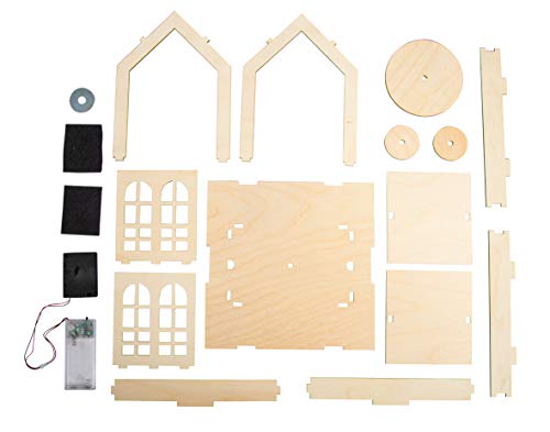 Rayher 3D Dekoration Haus, aus Holz FSC Mix Credit, 18x18x21cm, 3D-Bausatz mit Drehmechanismus und Drehteller (Bäumchen, Krippenfiguren usw. sind nicht enthalten), 63064505 von Rayher