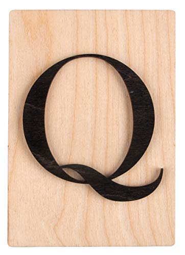 Rayher Holz Buchstabe Q, FSC Mix Credit, Holzfliese 10,5x14,8cm, 3D-Buchstabe Q in schwarz, 3mm starker Holzbuchstabe auf 4mm starker Holzfliese, 63108576 von Rayher