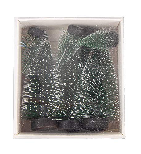 Rayher 66075444 Deko-Tannenbäume beschneit, tannengrün, 5 cm x 4 10 cm x 3 St, Box 7 Stück, Normal von Rayher