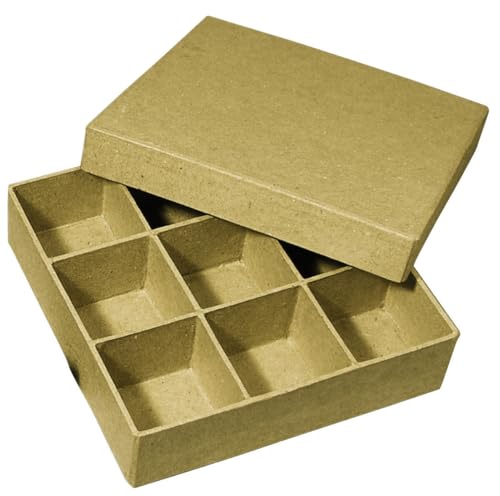 Rayher 71748000 Pappmaché Sortierbox FSC Recycled 100%, 14x14x3,5cm, Q, Beige von Rayher