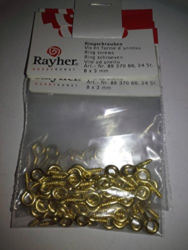 Rayher 8937066 Ringschrauben, SB-Btl. 24 Stück, messing, 8x3 mm von Rayher