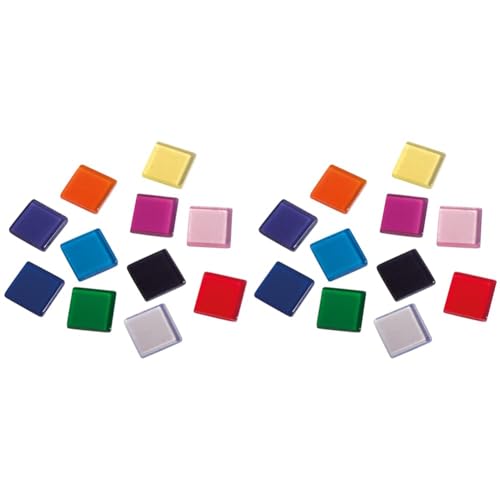 Rayher Acryl Mosaik, transparent 1x1cm, ca. 205Stück, SB-Box 50g, bunte Mischung, quadratisch, Kunststoffsteine, Kunststoffmosaik durchscheinend, 14540999 (Packung mit 2) von Rayher