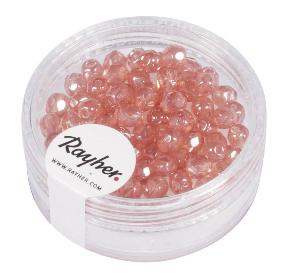 Rayher Bastelperlen Glas Schliffperle 4mm 100x rose von Rayher