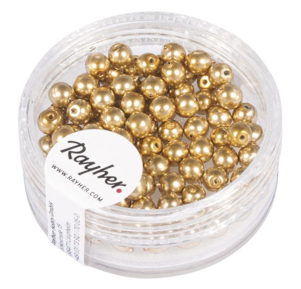 Rayher Bastelperlen Glas WaPe RNS 04mm 85x gold von Rayher