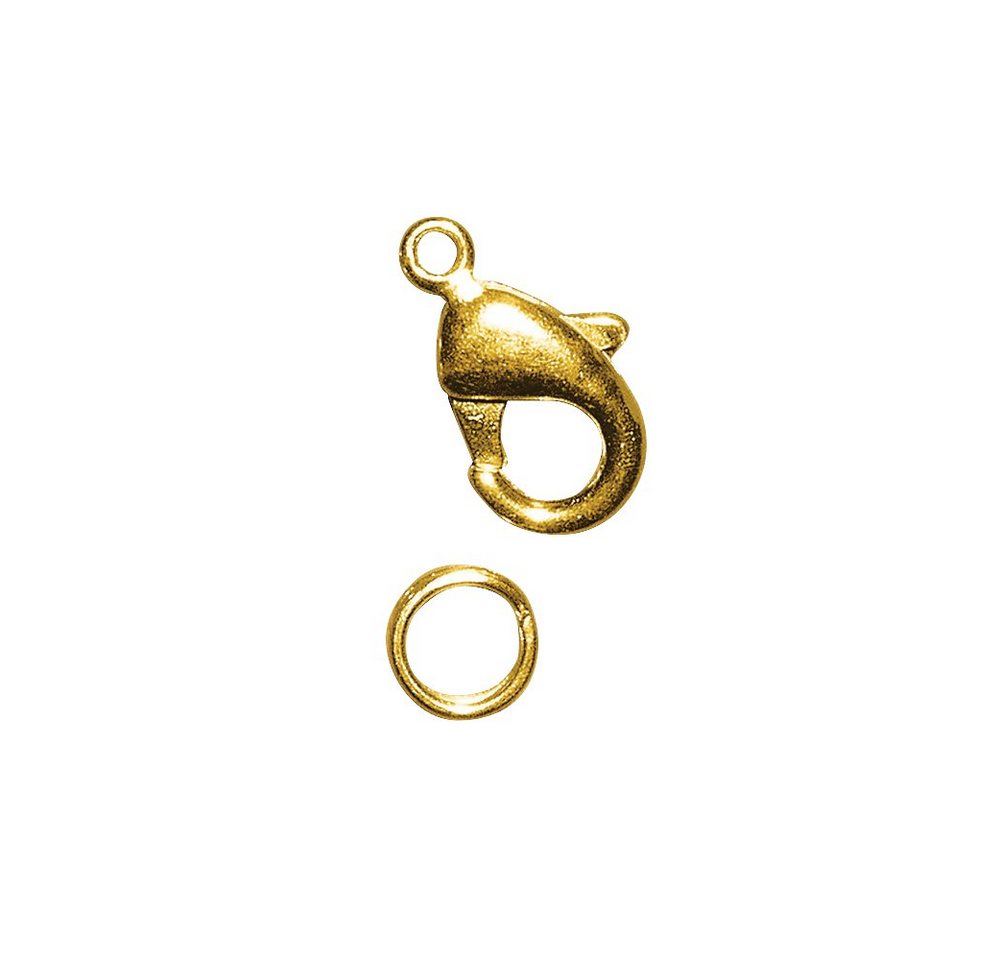 Rayher Bastelperlen Karabiner Schließe +Ring 9,5mm 2xgold von Rayher