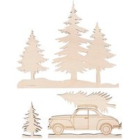 Rayher Holzbausatz Holzmotiv Bäume und Auto beige von Rayher