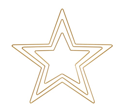 Rayher Metallformen Sterne, Box 3 Stück, Größen sortiert, gold, je 1x 20 cm, 30 cm, 40 cm, Stärke ca. 3 mm, Drahtformen zum Basteln, für Wickeltechnik, Floristik, 25224616 von Rayher