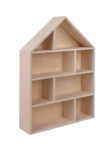 Rayher Holz-Setzkasten Haus, 30 x 43 x 8 cm, 8 Abteilungen, zum Hängen, Holzbox in Hausform, FSC zertifiziert, zum Basteln und Bemalen, 64507505 von Rayher