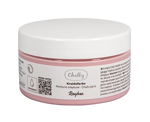 Rayher Chalky, Kreidefarbe auf Wasserbasis, altrosa, Dose 100 ml, für Shabby-Chic, Vintage- und Landhaus-Stil-Looks, 35047268 von Rayher