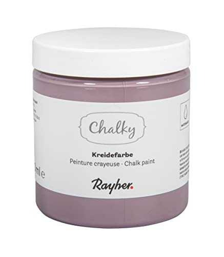 Rayher Chalky, Kreidefarbe auf Wasserbasis, brombeere, für Shabby-Chic, Vintage- und Landhaus-Stil-Looks, Dose 230 ml, 35048304 von Rayher