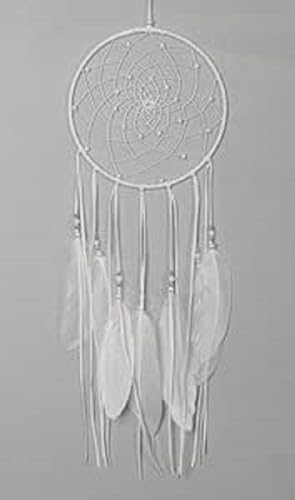 Rayher DIY Bastelset Traumfänger, 18 cm ø, Länge ca. 60 cm, weiß/creme/silber, Dreamcatcher aus Metallring, Perlen, Federn, Velourband und Garn, Deko-Hänger, Wanddekoration, 66077000 von Rayher