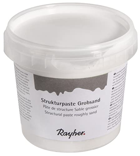 Rayher Strukturpaste Grobsand, weiß, Dose 500 g, Spachtelmasse mit feinsten o,6 mm Quarzperlen, auf Wasserbasis, für reliefartige, grobsandige Strukturen, 38934000 von Rayher