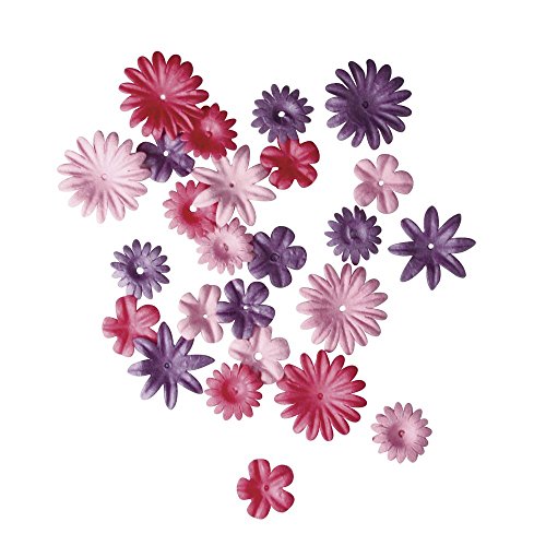 Rayher Hobby 7895533 Papier-Blütenmischung, versch. Größen, 1,5 - 2,5 cm, 4 Sorten, SB-Tube 36 Stück, Pinktöne, Streublüten, Blütenköpfe, Streudeko Blumen von Rayher