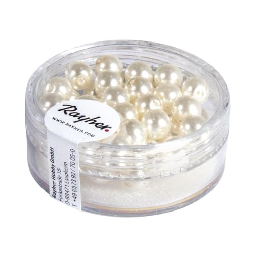 Rayher Hobby 14401102 Renaissance Glaswachsperlen, 6 mm Durchmesser, Dose 45 Stück, weiß Rayher Hobby 14401102 Renaissance Glaswachsperlen, 6 mm Durchmesser, Dose 45 Stück, weiß von Rayher