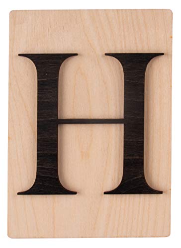Rayher Holz Buchstabe H, FSC Mix Credit, Holzfliese 10,5x14,8cm, 3D-Buchstabe H in schwarz, 3mm starker Holzbuchstabe auf 4mm starker Holzfliese, 63099576 von Rayher