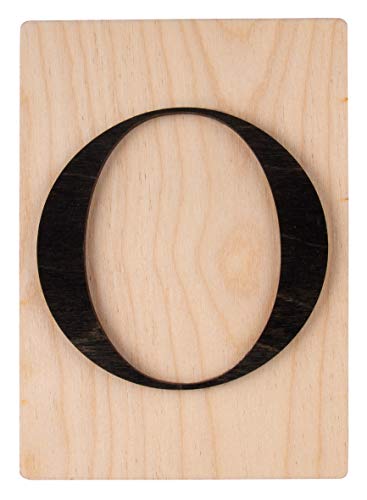 Rayher Holz Buchstabe O, FSC Mix Credit, Holzfliese 10,5x14,8cm, 3D-Buchstabe O in schwarz, 3mm starker Holzbuchstabe auf 4mm starker Holzfliese, 63106576 von Rayher