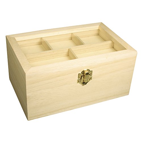 Rayher Holz Schatulle, Deko-Deckel mit fünf Fächern, Schnappverschluss, Holzkiste, FSC zertifiziert, Aufbewahrungsbox zum Bemalen, 62578000, 20x13x9,5cm, FSC Mix Credit von Rayher