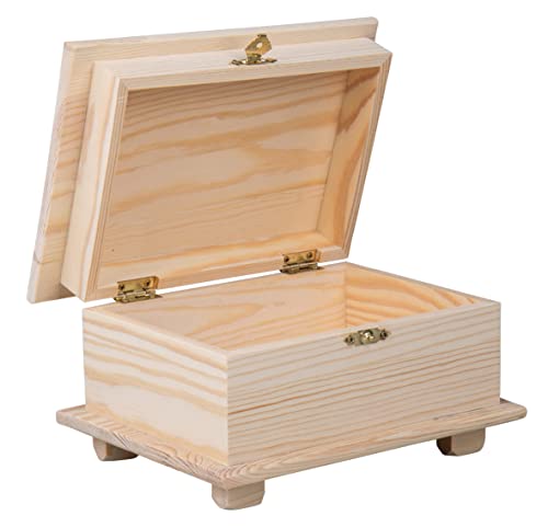 Rayher Holz Schatulle, FSC 100%, natur, 10,5 x 19 x 13,5 cm, Holzbox mit Deckel und Schnappverschluss, Holzkiste FSC zertifiziert, Aufbewahrungsbox zum Bemalen 64509505 von Rayher