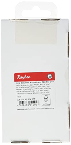 Rayher Holz-Streudeko Baum/Hirsch, FSC Mix Credit, natur, 4tlg, 4-8cm, Stärke 5mm, SB-Box 1Set, Normal, 46584505 (Packung mit 3) von Rayher