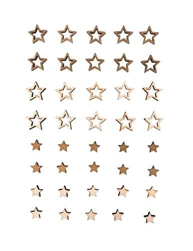 Rayher Streudeko Sterne, Holzsterne, 40 Stück, Tischdeko Mini-Sterne aus Holz, FSC zertifiziert, 2 Größen, gold und natur sortiert, 1,2 cm ø, Weihnachtsdekoration zum Streuen, 46624505 von Rayher